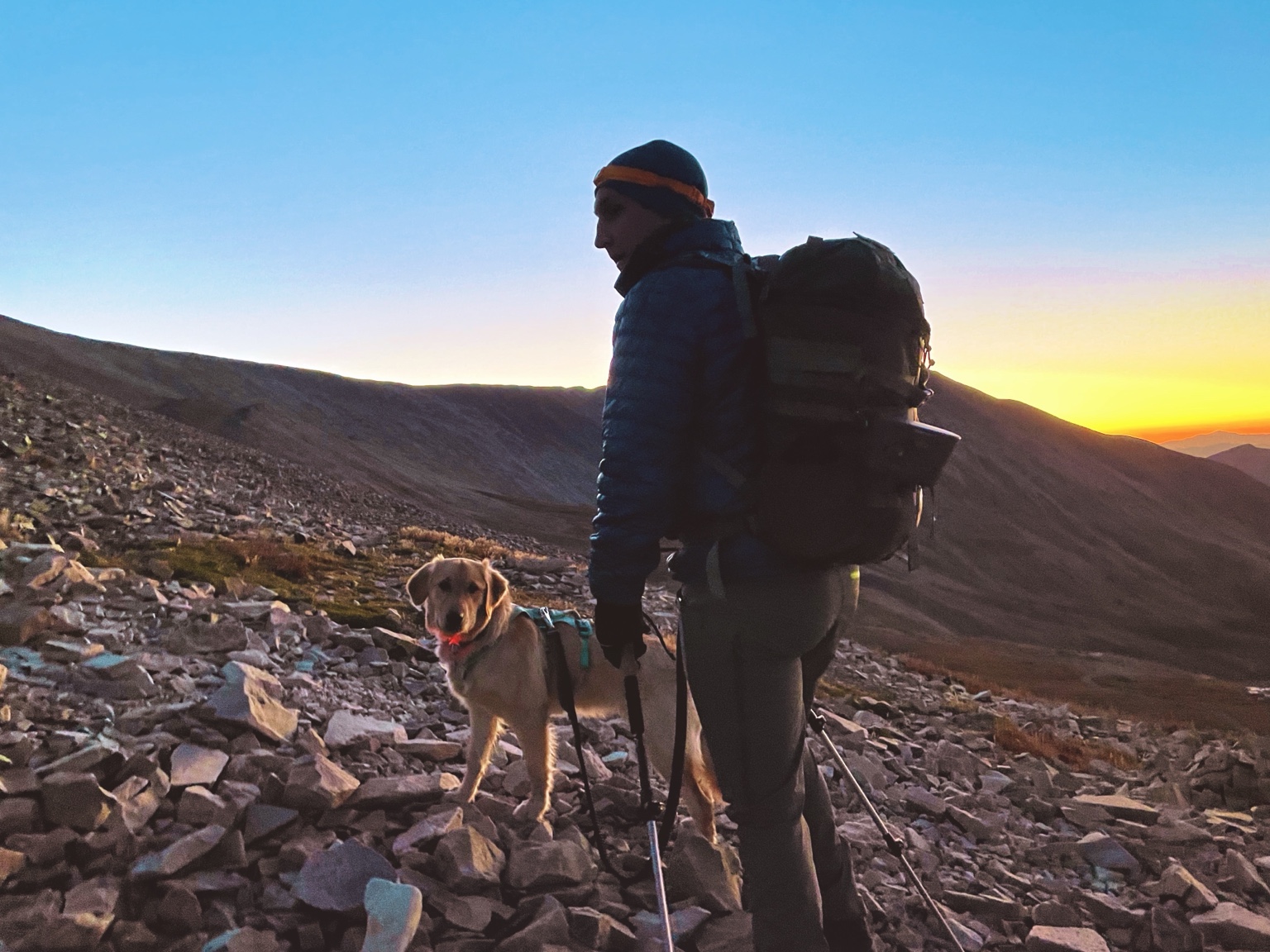 Alex hiking Mount Sherman with Olive in the Colorado high country